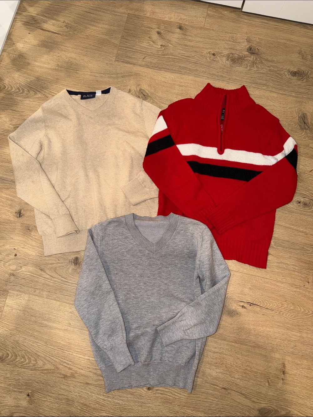 The Children's Place Red Half-Zip Sweater with White & Black Stripes
